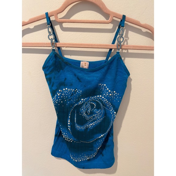 M.U.S.A. Tops - Blue Rose Rhinestone Studded Cami Fairy Top